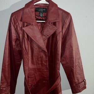 Elegant Burgundy Leather Jacket for Women